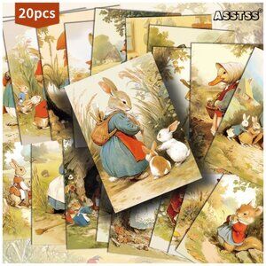 Whimsical Junk Journal & Scrapbooking Nostalgic Nursery Rhyme Rabbit Theme Cards